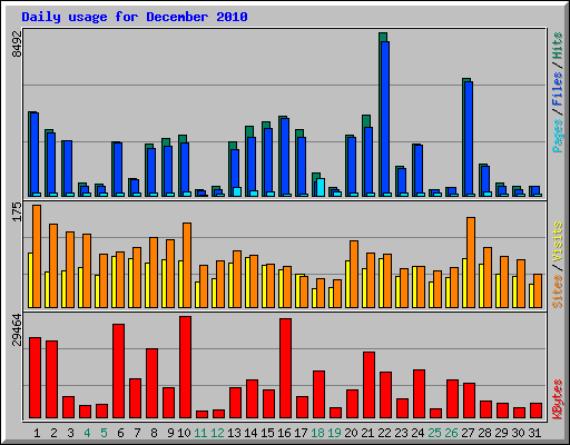 Daily usage for December 2010