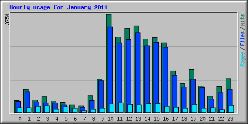 Hourly usage for January 2011