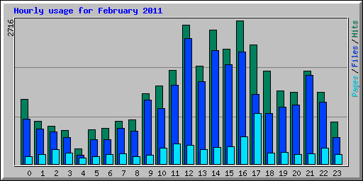 Hourly usage for February 2011